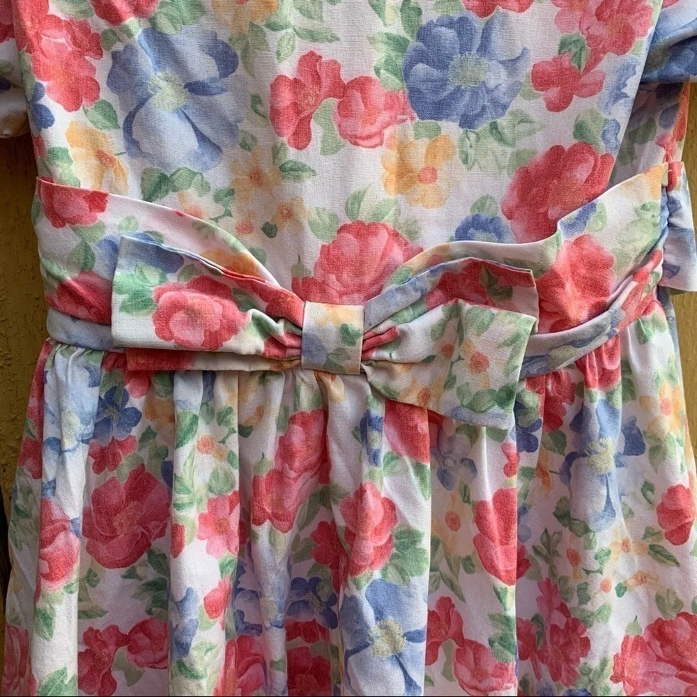 Vintage Sylvia Whyte Floral Dress Girl Cottagecore - Picture 3 of 6